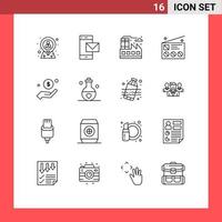 16 Creative Icons Modern Signs and Symbols of radio marketing phone communication factory Editable Vector Design Elements