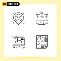 Modern Set of 4 Filledline Flat Colors and symbols such as internet profile signal computer computer Editable Vector Design Elements