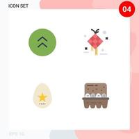 Set of 4 Vector Flat Icons on Grid for arrows egg up creative holiday Editable Vector Design Elements