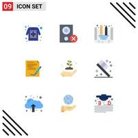 Editable Vector Line Pack of 9 Simple Flat Colors of earth day note remove document agreement Editable Vector Design Elements