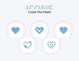 paquete de iconos de corazón azul 5 diseño de iconos. corazón. sorpresa. corazón. regalo. amar vector