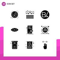 9 Universal Solid Glyphs Set for Web and Mobile Applications mobile design house basic panamanian Editable Vector Design Elements