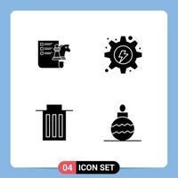 4 Universal Solid Glyph Signs Symbols of chess delete planning hydro trash Editable Vector Design Elements