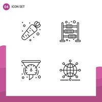Group of 4 Filledline Flat Colors Signs and Symbols for carrot dashboard abacus finances performance Editable Vector Design Elements