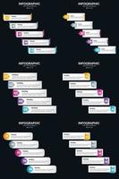 plantilla de diapositiva de presentación del paquete de infografías vectoriales 6 diagramas de ciclo de 5 pasos y líneas de tiempo vector