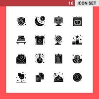 Pictogram Set of 16 Simple Solid Glyphs of knowledge wifi baking web internet Editable Vector Design Elements