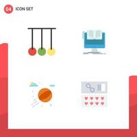 Modern Set of 4 Flat Icons Pictograph of competition beach ball sport computer park Editable Vector Design Elements