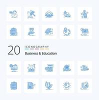 20 Business And Education Blue Color icon Pack like apartment home employee graph math vector