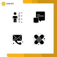 Group of Modern Solid Glyphs Set for skills medical human chat call Editable Vector Design Elements