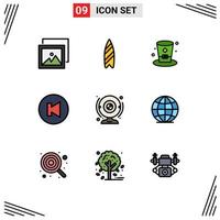 Universal Icon Symbols Group of 9 Modern Filledline Flat Colors of computer camera drink cam multimedia Editable Vector Design Elements