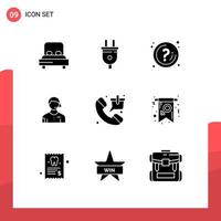 Set of 9 Modern UI Icons Symbols Signs for referee judge help football information Editable Vector Design Elements