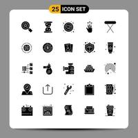 Group of 25 Modern Solid Glyphs Set for table home love appliances three finger Editable Vector Design Elements