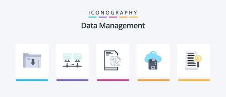 paquete de iconos planos de gestión de datos 5 que incluye servidor. expediente. servidor. documento. Dakota del Sur. diseño de iconos creativos vector