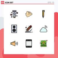 User Interface Pack of 9 Basic Filledline Flat Colors of technology products schooling electronics design Editable Vector Design Elements