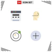 Pictogram Set of 4 Simple Flat Icons of browser add skill moon new Editable Vector Design Elements