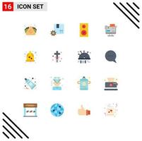 16 Universal Flat Color Signs Symbols of bell meeting study dialog business Editable Pack of Creative Vector Design Elements