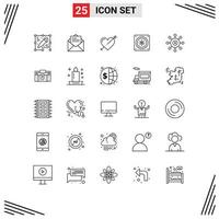 Group of 25 Lines Signs and Symbols for connection dollar arrow fan computer Editable Vector Design Elements