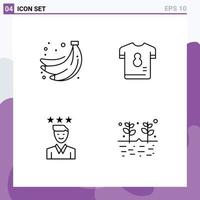 4 Creative Icons Modern Signs and Symbols of bananas business fruit player growth Editable Vector Design Elements