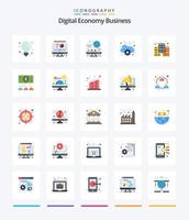 Creative Digital Economy Business 25 Flat icon pack  Such As dollar. database. business. economy. digital vector