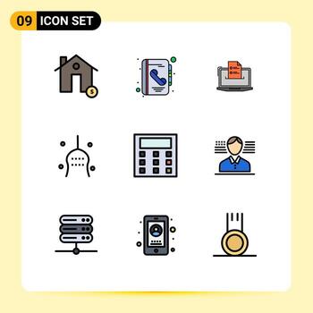 9 Universal Filledline Flat Color Signs Symbols of superstition web call skills online Editable Vector Design Elements