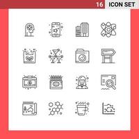 Modern Set of 16 Outlines and symbols such as bag bio control lab service Editable Vector Design Elements