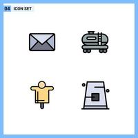 Universal Icon Symbols Group of 4 Modern Filledline Flat Colors of email farming sms pollution autumn Editable Vector Design Elements