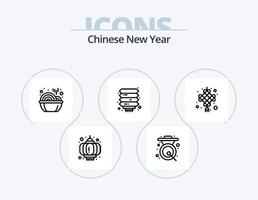 paquete de iconos de línea de año nuevo chino 5 diseño de iconos. té. año. Año nuevo. nuevo. China vector