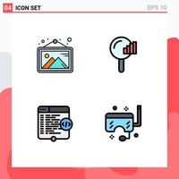 Universal Icon Symbols Group of 4 Modern Filledline Flat Colors of gallery html frame service window Editable Vector Design Elements