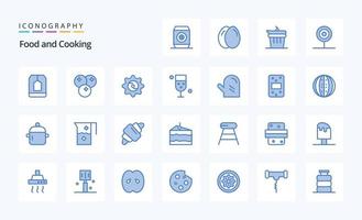 25 Food Blue icon pack vector