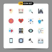 16 User Interface Flat Color Pack of modern Signs and Symbols of camera reel moon find islam mosque Editable Pack of Creative Vector Design Elements