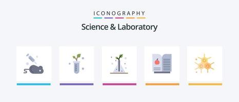 paquete de iconos de ciencia plana 5 que incluye. ciencia. ciencia. molecular. ciencia. diseño de iconos creativos vector