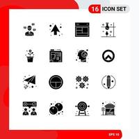 Modern Set of 16 Solid Glyphs Pictograph of science experiment laboratory research direction laboratory web Editable Vector Design Elements