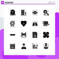 Pack of 16 creative Solid Glyphs of science examine record computer discount Editable Vector Design Elements