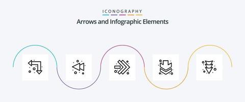 paquete de iconos de línea de flecha 5 que incluye . hasta. avance rápido. lleno vector