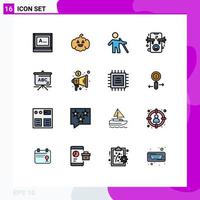 User Interface Pack of 16 Basic Flat Color Filled Lines of schoolbag bag old online advertising Editable Creative Vector Design Elements
