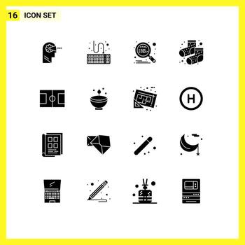 Modern Set of 16 Solid Glyphs and symbols such as sport field html socks dots Editable Vector Design Elements