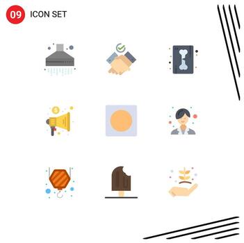 9 Universal Flat Color Signs Symbols of overlay frame ray creative megaphone Editable Vector Design Elements
