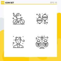 Set of 4 Modern UI Icons Symbols Signs for cycle catering plant maracas waitresses Editable Vector Design Elements