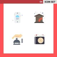 4 Universal Flat Icons Set for Web and Mobile Applications mobile security economics gdpr media Editable Vector Design Elements