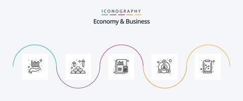 paquete de iconos de la línea 5 de economía y negocios que incluye el plan. gente. contabilidad. dinero. negocio vector