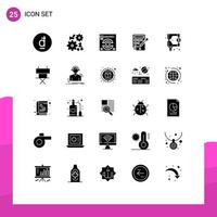 Editable Vector Line Pack of 25 Simple Solid Glyphs of tax market web funds color drop Editable Vector Design Elements