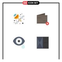 conjunto moderno de 4 iconos planos pictograma de comunicación ojo cerrar dinero ciencia elementos de diseño vectorial editables vector