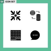 Mobile Interface Solid Glyph Set of 4 Pictograms of arrows sweet hosting web waffle Editable Vector Design Elements