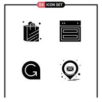 Set of 4 Modern UI Icons Symbols Signs for bag coin design web crypto currency Editable Vector Design Elements