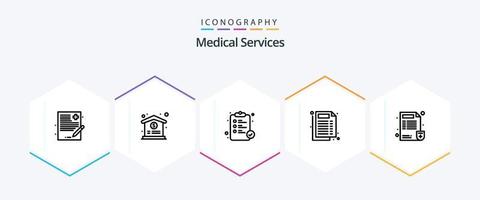 Medical Services 25 Line icon pack including report. hospital. medical. doctor. report vector