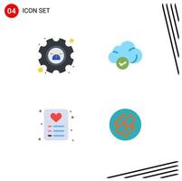 4 iconos planos universales establecidos para web y aplicaciones móviles tarjeta de gestión nube tecnología cadena elementos de diseño vectorial editables vector