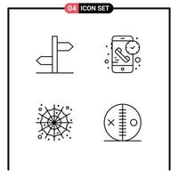 Set of 4 Modern UI Icons Symbols Signs for direction halloween sign phone spider web Editable Vector Design Elements