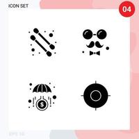 User Interface Pack of 4 Basic Solid Glyphs of beauty invest brim love basic Editable Vector Design Elements