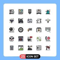 25 iconos creativos signos y símbolos modernos de configuración de elementos de diseño de vector editables de placa militar de pastel de control