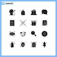 16 User Interface Solid Glyph Pack of modern Signs and Symbols of hardware mobile box bubble conversation Editable Vector Design Elements